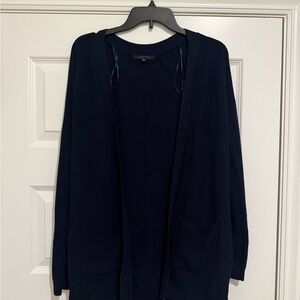 Cyrus Navy Open-Front Knit Cardigan with Pockets